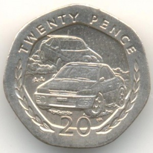 Реверс монеты Остров Мэн, 20 пенсов, 1998