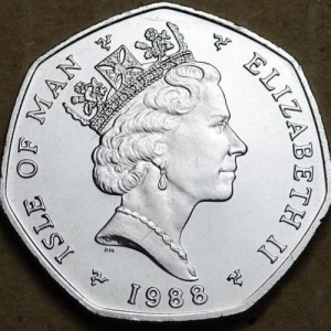 Аверс монеты Остров Мэн, 50 пенсов, 1988-1997