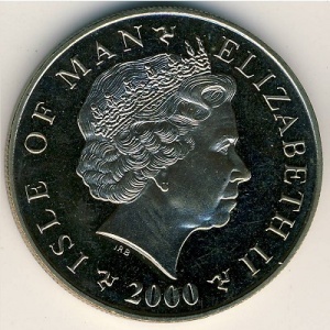 Аверс монеты Остров Мэн, 5 фунтов, 2000-2003