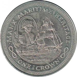 Реверс монеты Остров Мэн, 1 крона, 1982, Морское наследие - HMS Victory