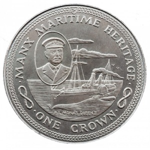 Реверс монеты Остров Мэн, 1 крона, 1982, Морское наследие - P.S. Mona's Queen II