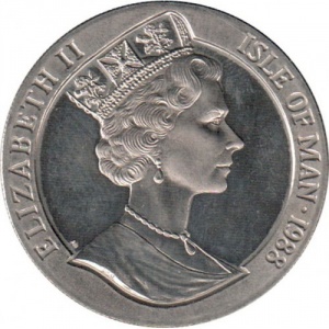 Аверс монеты Остров Мэн, 1 крона, 1988, 200 лет Австралии, утконос