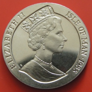 Аверс монеты Остров Мэн, 1 крона, 1988, 200 лет Австралии, Динго