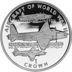 Реверс монеты Остров Мэн, 1 крона, 1995, Авиация Второй Мировой войны - Vickers Wellington