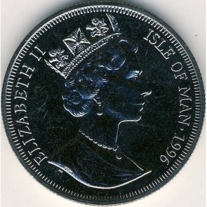 Аверс монеты Остров Мэн, 1 крона, 1996, Цветочные феи - Орхис