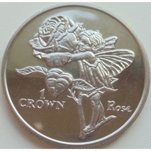 Реверс монеты Остров Мэн, 1 крона, 1996, Цветочные феи - Роза