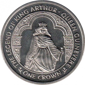 Реверс монеты Остров Мэн, 1 крона, 1996, Легенда о Короле Артуре - Королева Гвиневра