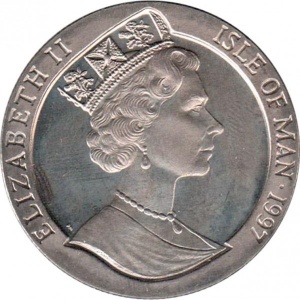 Аверс монеты Остров Мэн, 1 крона, 1997, Год быка