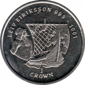 Реверс монеты Остров Мэн, 1 крона, 1997, Лейф Эрикссон