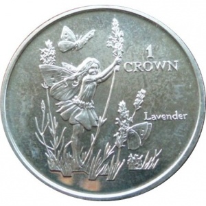 Реверс монеты Остров Мэн, 1 крона, 1998, Цветочные феи - Лаванда