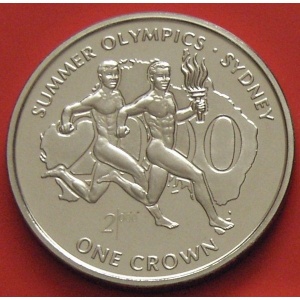 Реверс монеты Остров Мэн, 1 крона, 1999, XXVII летние Олимпийские Игры, Сидней 2000 - Бег