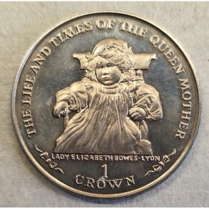 Реверс монеты Остров Мэн, 1 крона, 1999, Елизавета Боуз-Лайон
