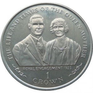 Реверс монеты Остров Мэн, 1 крона, 1999, Королевская помолвка