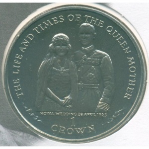 Реверс монеты Остров Мэн, 1 крона, 1999, Королевская свадьба