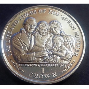 Реверс монеты Остров Мэн, 1 крона, 2000, Елизавета и Маргарет