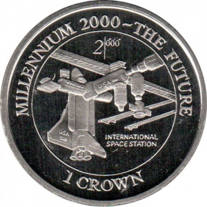 Реверс монеты Остров Мэн, 1 крона, 2000, Международная космическая станция