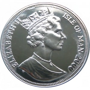 Аверс монеты Остров Мэн, 1 крона, 2000, Первый человек на Луне