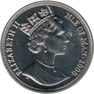 Аверс монеты Остров Мэн, 1 крона, 2000, 55 лет Основанию ООН