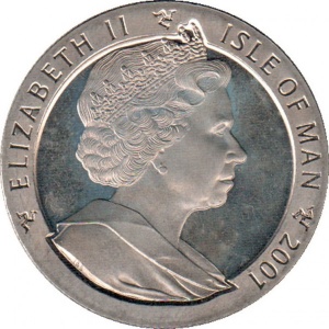 Аверс монеты Остров Мэн, 1 крона, 2001, Год змеи