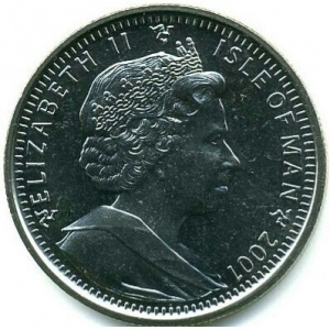 Аверс монеты Остров Мэн, 1 крона, 2001, Мореплаватели - Мартин Фробишер