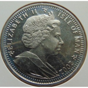 Аверс монеты Остров Мэн, 1 крона, 2002, XIX зимние Олимпийские Игры, Солт-Лейк-Сити 2002 - Лыжный спорт
