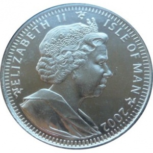 Аверс монеты Остров Мэн, 1 крона, 2002, Гарри в больнице с Добби