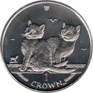Реверс монеты Остров Мэн, 1 крона, 2003, Балийская кошка