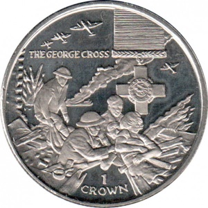 Реверс монеты Остров Мэн, 1 крона, 2004-2005, Награды - Георгиевский крест