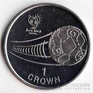 Реверс монеты Остров Мэн, 1 крона, 2004, Чемпионат Европы по футболу 2004, Португалия