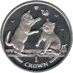 Реверс монеты Остров Мэн, 1 крона, 2004, Тонкинская кошка
