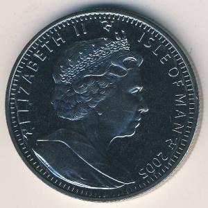 Аверс монеты Остров Мэн, 1 крона, 2005, 200 лет Трафальгарскому сражению