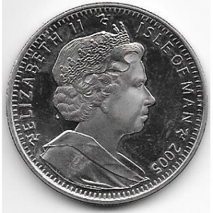 Аверс монеты Остров Мэн, 1 крона, 2005, 400 лет пороховому заговору /фейерверк/