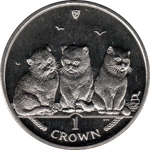 Реверс монеты Остров Мэн, 1 крона, 2006, Экзотическая кошка