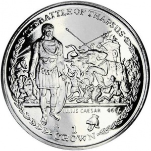 Реверс монеты Остров Мэн, 1 крона, 2006, Битвы изменившие мир - Битва при Тапсе