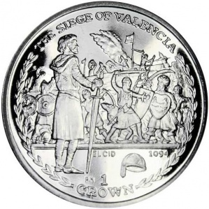 Реверс монеты Остров Мэн, 1 крона, 2006, Битвы изменившие мир - Осада Валенсии
