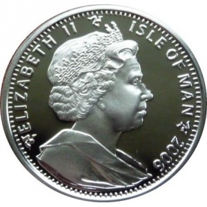 Аверс монеты Остров Мэн, 1 крона, 2006, 150 лет Кресту Виктории - Королева Виктория