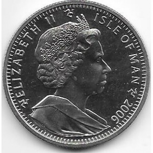 Аверс монеты Остров Мэн, 1 крона, 2006, 80 лет со дня рождения Королевы Елизаветы II - Шар и скипетр