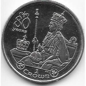 Реверс монеты Остров Мэн, 1 крона, 2006, 80 лет со дня рождения Королевы Елизаветы II - Шар и скипетр
