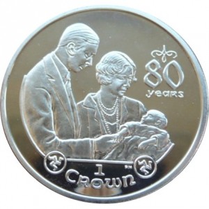 Реверс монеты Остров Мэн, 1 крона, 2006, 80 лет со дня рождения Королевы Елизаветы II - Рождение Принцессы Елизаветы