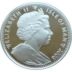 Аверс монеты Остров Мэн, 1 крона, 2006, 80 лет со дня рождения Королевы Елизаветы II /пирамида/