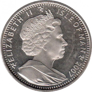 Аверс монеты Остров Мэн, 1 крона, 2007, 100 лет Скаутскому движению