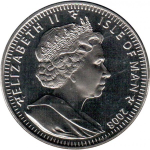 Аверс монеты Остров Мэн, 1 крона, 2008, Принц Чарльз и сыновья
