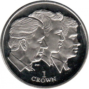 Реверс монеты Остров Мэн, 1 крона, 2008, Принц Чарльз и сыновья