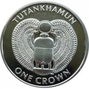 Реверс монеты Остров Мэн, 1 крона, 2008, Тутанхамон - жук-скарабей