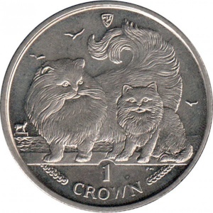 Реверс монеты Остров Мэн, 1 крона, 2009, Персидская кошка