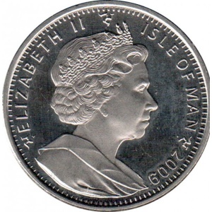 Аверс монеты Остров Мэн, 1 крона, 2009, 40 лет тестовому полёту Конкорда