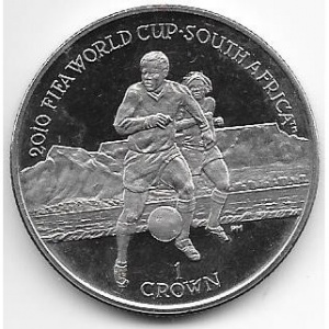 Реверс монеты Остров Мэн, 1 крона, 2009, Чемпионат мира по футболу 2010