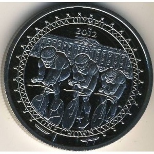 Реверс монеты Остров Мэн, 1 крона, 2009, XXX летние Олимпийские Игры, Лондон 2012 - Велоспорт