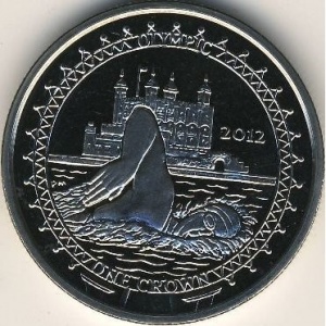 Реверс монеты Остров Мэн, 1 крона, 2009, XXX летние Олимпийские Игры, Лондон 2012 - Плавание