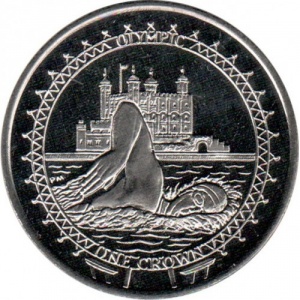 Реверс монеты Остров Мэн, 1 крона, 2010, XXX летние Олимпийские Игры, Лондон 2012 - Плавание